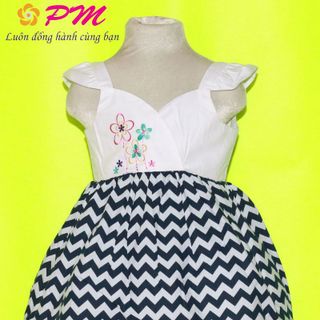 PM001 - Đầm bé gái ziczac thêu hoa xinh xinh