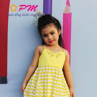 PM002 - Đầm bé gái 2 dây thêu hoa điệu đà