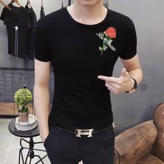 ÁO THUN BÔNG HỒNG PHỐI CHỮ THÊU