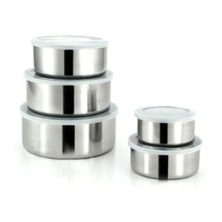 Bộ 5 hộp inox kèm nắp nhựa đựng thức ăn tủ lạnh