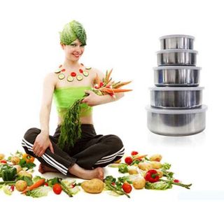 Bộ 5 hộp inox kèm nắp nhựa đựng thức ăn tủ lạnh