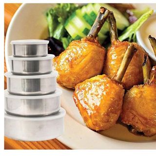 Bộ 5 hộp inox kèm nắp nhựa đựng thức ăn tủ lạnh
