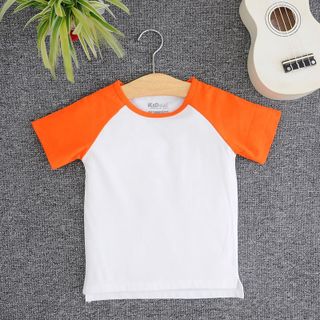 RN24 Áo thun trẻ em Raglan tay ngắn Trắng - Cam cà rốt giá sỉ