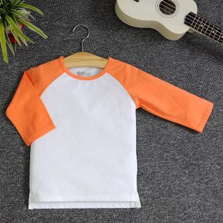 RL25 - Áo thun trơn trẻ em Raglan tay lửng Trắng - cà rốt nhạt giá sỉ