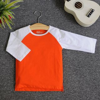 RLM24 - Áo thun trơn trẻ em Raglan tay lửng thân màu Cam cà rốt - trắng giá sỉ