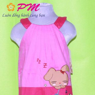 PM009 - Đầm pé gai yếm thêu cún xinh xinh