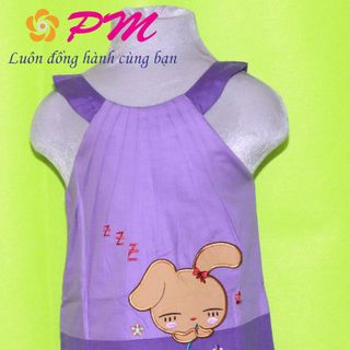 PM009 - Đầm pé gai yếm thêu cún xinh xinh