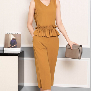Bộ quần ống suông áo peplum mua sỉ váy đầm