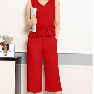 Bộ quần ống suông áo peplum mua sỉ váy đầm