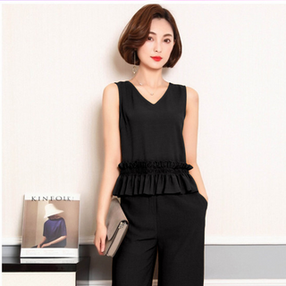 Bộ quần ống suông áo peplum mua sỉ váy đầm