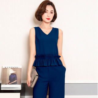Bộ quần ống suông áo peplum mua sỉ váy đầm