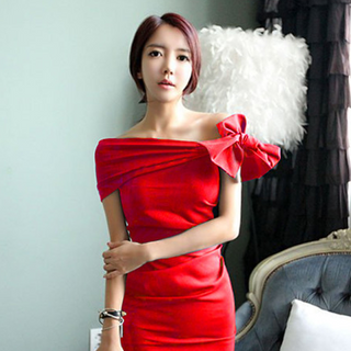 Đầm body bẹt vai thắt nơváy đầm giá sỉ tphcm