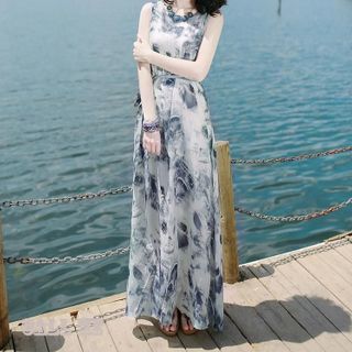 Đầm maxi họa tiết thiên nga