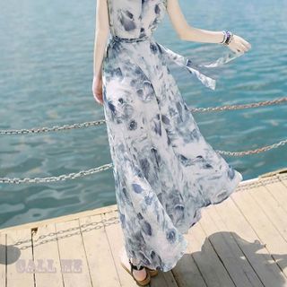 Đầm maxi họa tiết thiên nga
