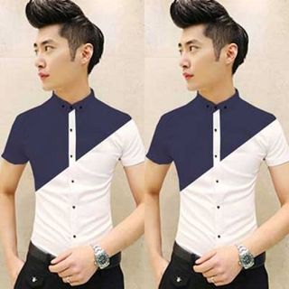 Áo Sơ Mi Nam Tay Ngắn Phối Màu