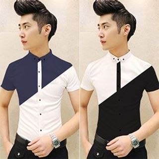Áo Sơ Mi Nam Tay Ngắn Phối Màu