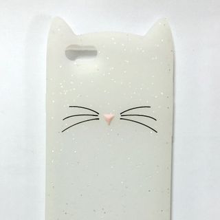 Ốp silicon mèo trắng phủ kim tuyến cho iphone