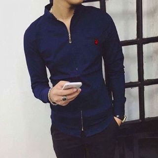 Áo Sơ Mi Nam Cổ Trụ Dây Kéo Hình Thỏ