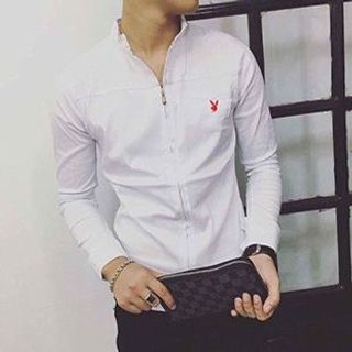 Áo Sơ Mi Nam Cổ Trụ Dây Kéo Hình Thỏ
