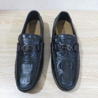 Giày tây mọi dập vân cá sấu xích ngang gu xì