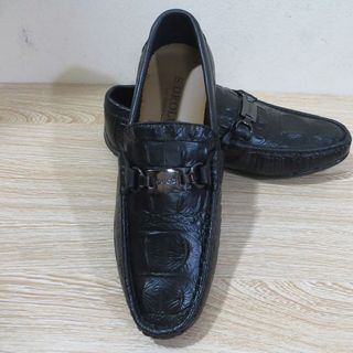 Giày tây mọi dập vân cá sấu xích ngang gu xì