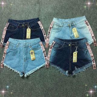 Short jean sọc dây hồng