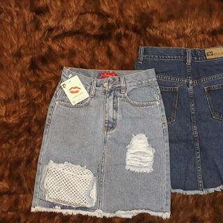 Váy jean phối lưới Lucky