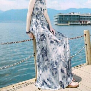 ĐẦM MAXI HỌA TIẾT LÔNG THIÊN NGA