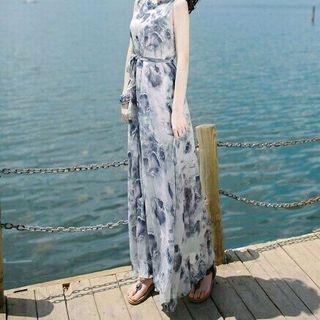 ĐẦM MAXI HỌA TIẾT LÔNG THIÊN NGA