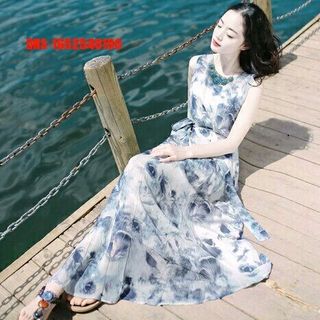 ĐẦM MAXI HỌA TIẾT LÔNG THIÊN NGA