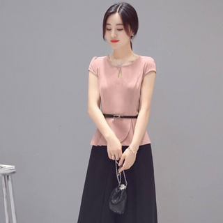 sét bộ áo peplum quần giả váy kèm bell