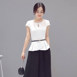 sét bộ áo peplum quần giả váy kèm bell