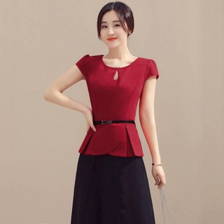 sét bộ áo peplum quần giả váy kèm bell