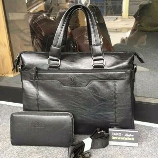 cặp da công sở và laptop