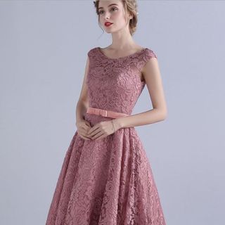 ĐẦM DỰ TIỆC NỮ REN NỔI MÀU HỒNG RUỐC