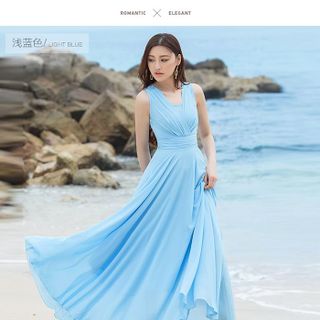 ĐẦM MAXI NỮ XẾP LY CÓ 2 MÀU
