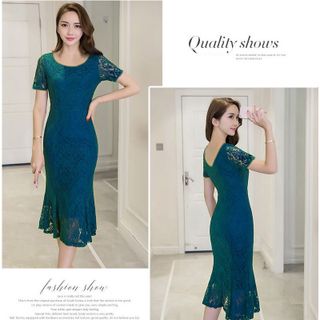 Đầm Ren Tím Cẩm Đuôi Cá Ngắn Tay Candy