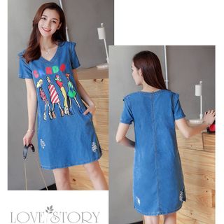 Đầm Jean Suông Four Girls Phối 2 túi