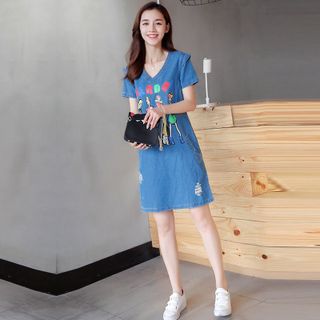 Đầm Jean Suông Four Girls Phối 2 túi