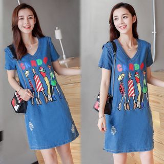 Đầm Jean Suông Four Girls Phối 2 túi