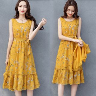 Đầm xòe dáng dài cột nơ eo Sunny