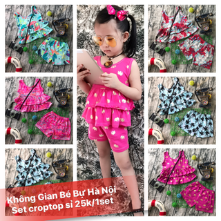 set croptop cotton cho bé vào hè