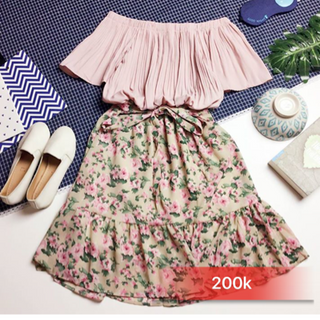 Đầm giả set trễ vai voan hoa