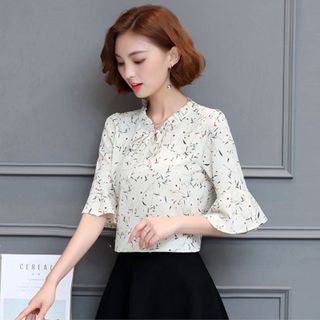 Áo Sơ Mi Kiểu Cổ V Nhún Cột Nơ Andy