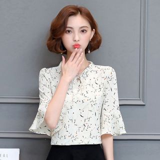 Áo Sơ Mi Kiểu Cổ V Nhún Cột Nơ Andy