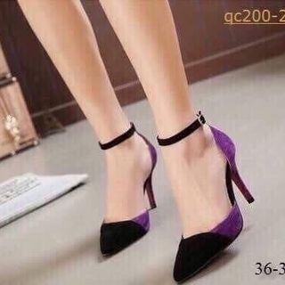 LOẠI I-Giày cao gót mũi nhọn phối màu