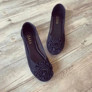 Giày búp bê lưới đính hoa
