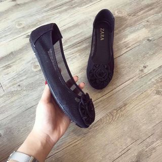 Giày búp bê lưới đính hoa