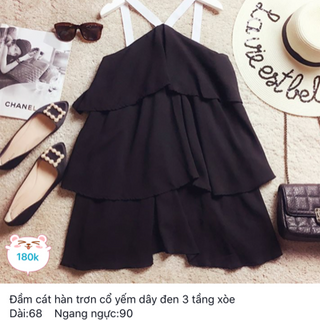 Đầm cát hàn trơn cổ yếm