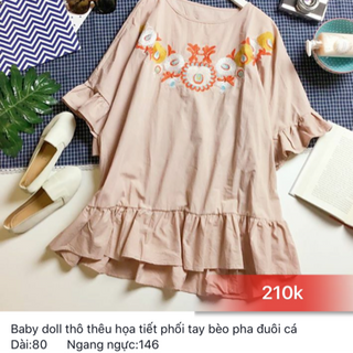 baby doll thêu hoa phối bèo